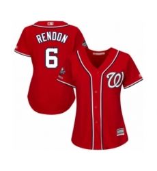 Women's Washington Nationals #6 Anthony Rendon Authentic Red Alternate 1 Cool Base 2019 World Series Champions Baseball Jersey