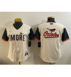 Women's Baltimore Orioles Team Big Logo Natural 2026 City Connect Stadium Stitched Baseball Jersey(Run Small)
