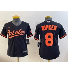 Youth Baltimore Orioles #8 Cal Ripken Jr Black Cool Base Stitched Baseball Jersey