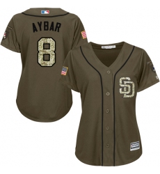 Women's San Diego Padres #8 Erick Aybar Green Salute to Service Stitched MLB Jersey