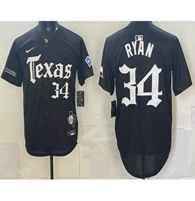 Men's Texas Rangers #34 Nolan Ryan Black Gothic Mexico 2025 Vapor Premier Limited Jersey
