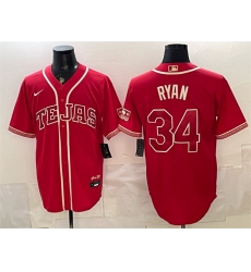 Men's Texas Rangers #34 Nolan Ryan Red 2026 City Connect Stadium Stitched Baseball Jersey
