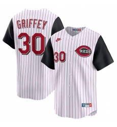 Men's Cincinnati Reds #30 Ken Griffey Jr. White Cooperstown Collection Limited Stitched Baseball Jersey