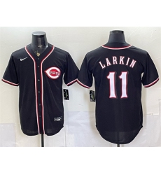 Men's Cincinnati Reds #11 Barry Larkin 2026 Fashion Replica Black Out Stitched Baseball Jersey