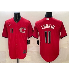 Men's Cincinnati Reds #11 Barry Larkin Red 2026 City Connect Stadium Stitched Baseball Jersey