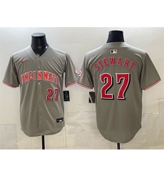 Men's Cincinnati Reds #27 Sal Stewart Grey Road Limited Stitched Baseball Jersey