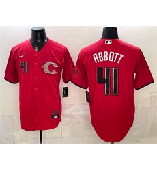 Men's Cincinnati Reds #41 Andrew Abbott Red 2026 City Connect Stadium Stitched Baseball Jersey