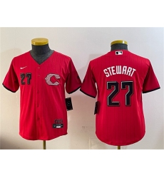 Youth Cincinnati Reds #27 Sal Stewart Red 2026 City Connect Stadium Stitched Baseball Jersey