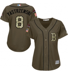 Women's Majestic Boston Red Sox #8 Carl Yastrzemski Authentic Green Salute to Service 2018 World Series Champions MLB Jersey