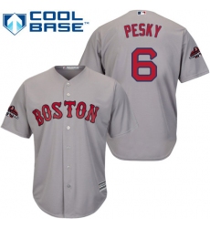 Youth Majestic Boston Red Sox #6 Johnny Pesky Authentic Grey Road Cool Base 2018 World Series Champions MLB Jersey