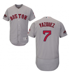 Men's Majestic Boston Red Sox #7 Christian Vazquez Grey Road Flex Base Authentic Collection 2018 World Series Champions MLB Jersey
