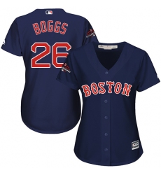 Women's Majestic Boston Red Sox #26 Wade Boggs Authentic Navy Blue Alternate Road 2018 World Series Champions MLB Jersey