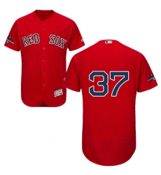 Men's Majestic Boston Red Sox #37 Bill Lee Red Alternate Flex Base Authentic Collection 2018 World Series Champions MLB Jersey