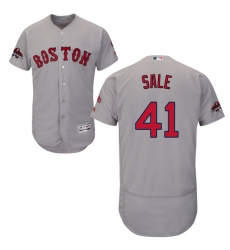 Men's Majestic Boston Red Sox #41 Chris Sale Grey Road Flex Base Authentic Collection 2018 World Series Champions MLB Jersey