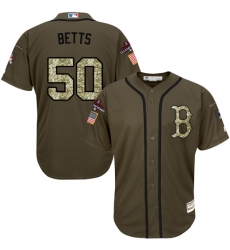 Men's Majestic Boston Red Sox #50 Mookie Betts Authentic Green Salute to Service 2018 World Series Champions MLB Jersey
