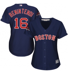 Women's Majestic Boston Red Sox #16 Andrew Benintendi Authentic Navy Blue Alternate Road 2018 World Series Champions MLB Jersey