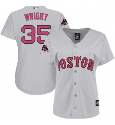 Women's Majestic Boston Red Sox #35 Steven Wright Authentic Grey Road 2018 World Series Champions MLB Jersey