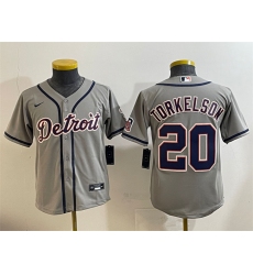 Youth Detroit Tigers #20 Spencer Torkelson Gray Cool Base Stitched Baseball Jersey