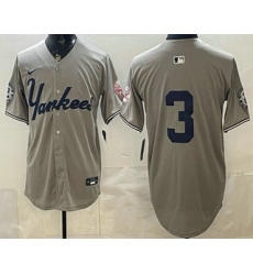 Men's New York Yankees #3 Babe Ruth Grey Without Name Limited Jersey