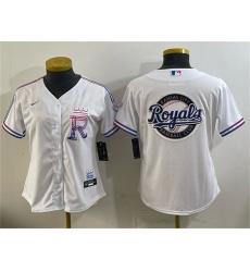 Womens Kansas City Royals Team Big Logo White 2026 City Connect Stadium Stitched Baseball Jersey(Run Small)