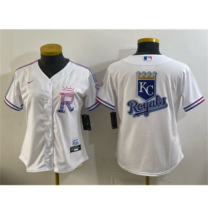 Women's Kansas City Royals Team Big Logo White 2026 City Connect Stadium Stitched Baseball Jersey(Run Small)