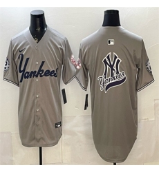 Men's New York Yankees Team Big Logo Grey With Patch Limited Stitched Baseball Jersey