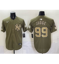 Men's New York Yankees #99 Aaron Judge Olive 2026 Armed Forces Day Stitched Baseball Jersey