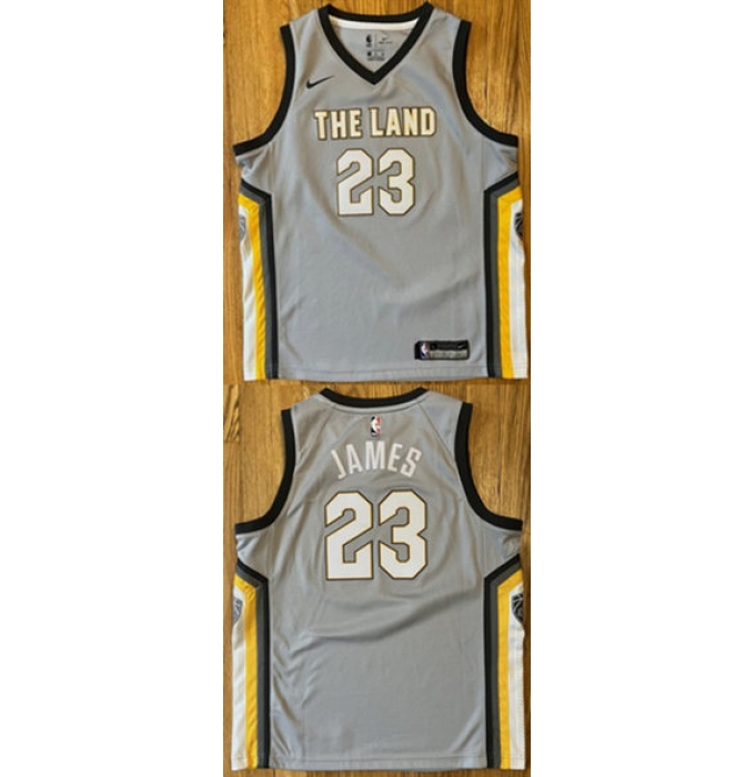 Men's Cleveland Cavaliers #23 LeBron James Gray City Edition Stitched Basketball Jersey
