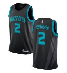 Youth Nike Jordan Charlotte Hornets #2 Larry Johnson Swingman Black NBA Jersey - 2018 19 City Edition