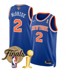 Men's New Yok Knicks #2 Miles McBride Blue 2026 Finals And Finals Champions Icon Edition Stitched Basketball Jersey