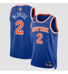 Men's New Yok Knicks #2 Miles McBride Blue 2026 Finals Icon Edition Stitched Basketball Jersey