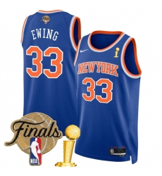 Men's New Yok Knicks #33 Patrick Ewing Blue 2026 Finals And Finals Champions Icon Edition Stitched Basketball Jersey