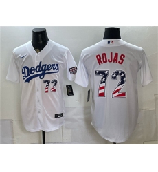 Men's Los Angeles Dodgers #72 Miguel Rojas White USA 250 Fourth of July Home Stitched Baseball Jersey