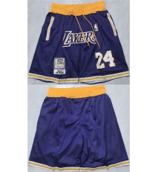 Men's Los Angeles Lakers #24 Kobe Bryant Purple 2026 Shorts (Run Small)