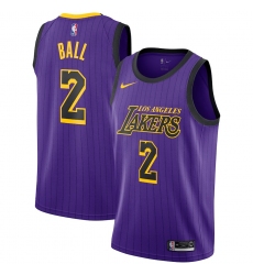 Men's Nike Los Angeles Lakers #2 Brandon Ingram  Purple stripe NBA Jersey