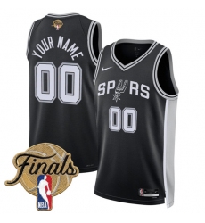 Men's San Antonio Spurs Active Player Custom Black 2026 Finals Patch Icon Edition Stitched Basketball Jersey
