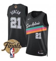 Men's San Antonio Spurs #21 Tim Duncan Black 2026 Finals City Edition Stitched Basketball Jersey