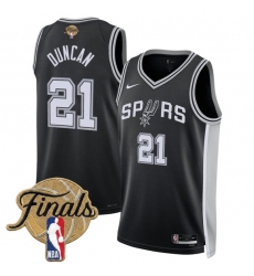 Men's San Antonio Spurs #21 Tim Duncan Black 2026 Finals Icon Edition Stitched Basketball Jersey