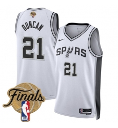Men's San Antonio Spurs #21 Tim Duncan White 2026 Finals Association Edition Stitched Basketball Jersey