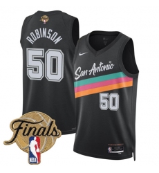 Men's San Antonio Spurs #50 David Robinson Black 2026 Finals City Edition Stitched Basketball Jersey