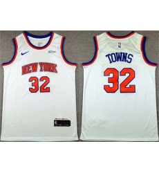 Men's New Yok Knicks #32 Karl-Anthony Towns White 2024 Association Edition Stitched Basketball Jersey