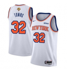Men's New Yok Knicks #32 Karl-Anthony Towns White 2026 Finals Association Edition Stitched Basketball Jersey