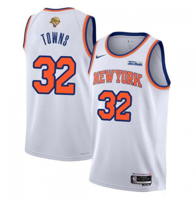 Men's New Yok Knicks #32 Karl-Anthony Towns White 2026 Finals Association Edition Stitched Basketball Jersey