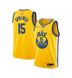 Women's Golden State Warriors #15 Latrell Sprewell Swingman Gold Finished Basketball Jersey - Statement Edition