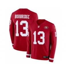 Youth Nike San Francisco 49ers #13 Aaron Burbridge Limited Red Therma Long Sleeve NFL Jersey