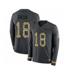 Youth Nike Cincinnati Bengals #18 A.J. Green Limited Black Salute to Service Therma Long Sleeve NFL Jersey