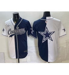 Mens Dallas Cowboys Team Big Logo White Navy Split Stitched Jersey
