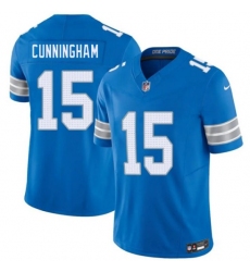 Men's Detroit Lions #15 Malik Cunningham Blue 2026 F.U.S.E. Vapor Limited Football Stitched Game Jersey