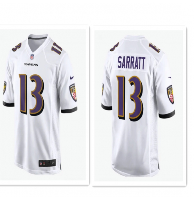 Men's Baltimore Ravens #13 Elijah Sarratt White Alternate Stitched NFL Nike Game Jersey