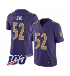 Men's Baltimore Ravens #52 Ray Lewis Limited Purple Rush Vapor Untouchable 100th Season Football Jersey